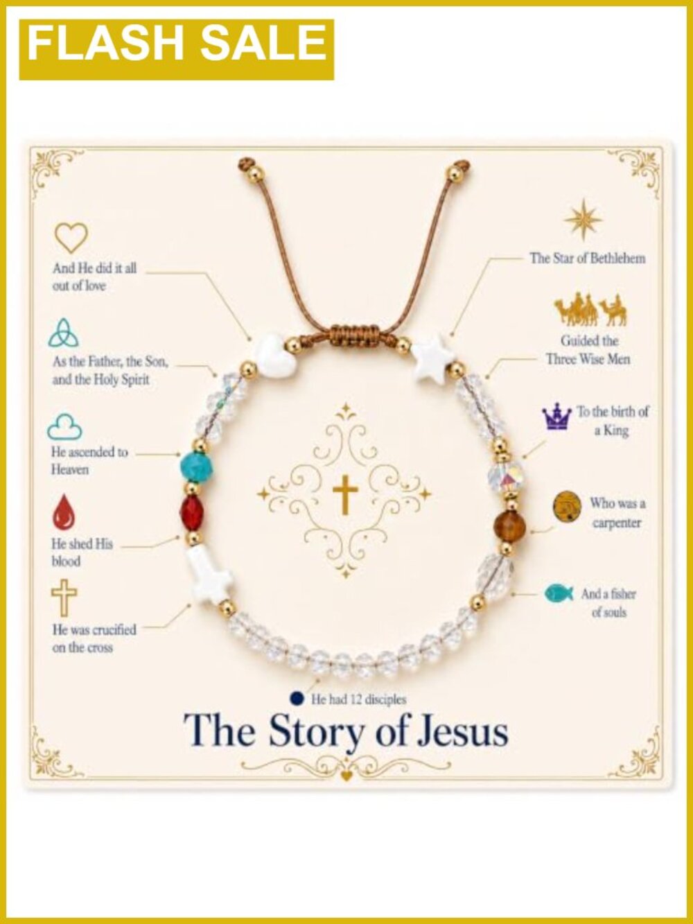 Handmade Story of Jesus Beaded Bracelet Christian Faith Gift Adjustable